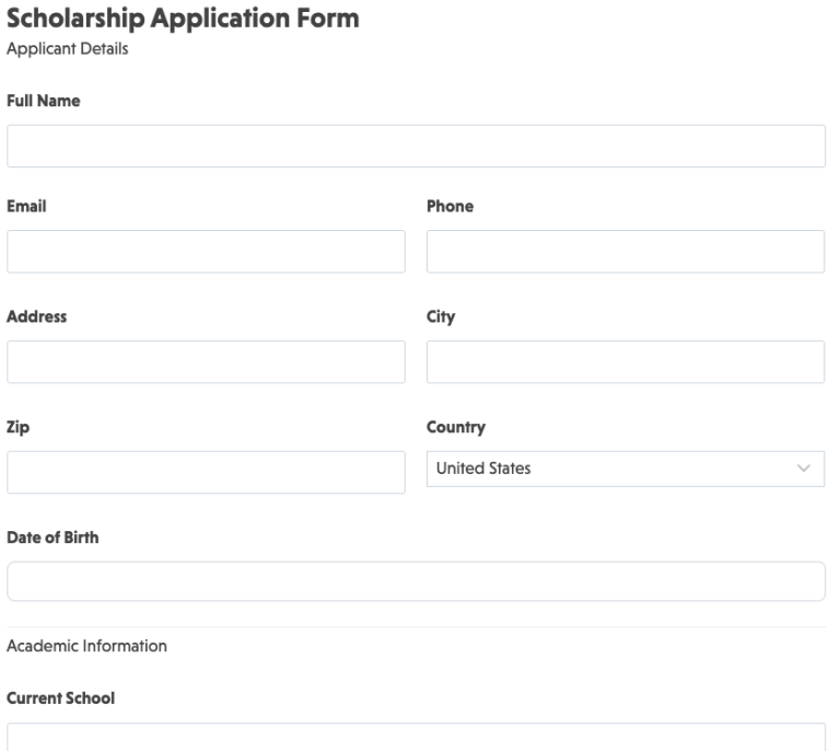 Scholarship Application 768x686