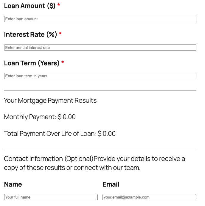 mortgage payment calculator