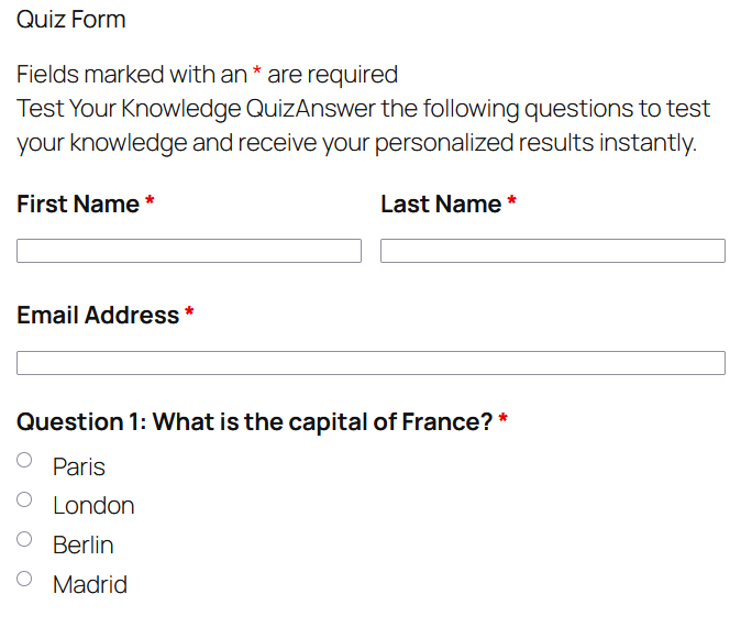 quiz form